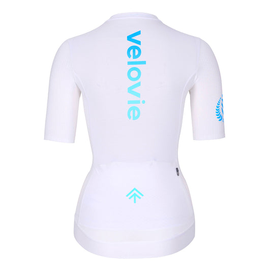 Womens Velovie VCC Aero Jersey in White. Back.