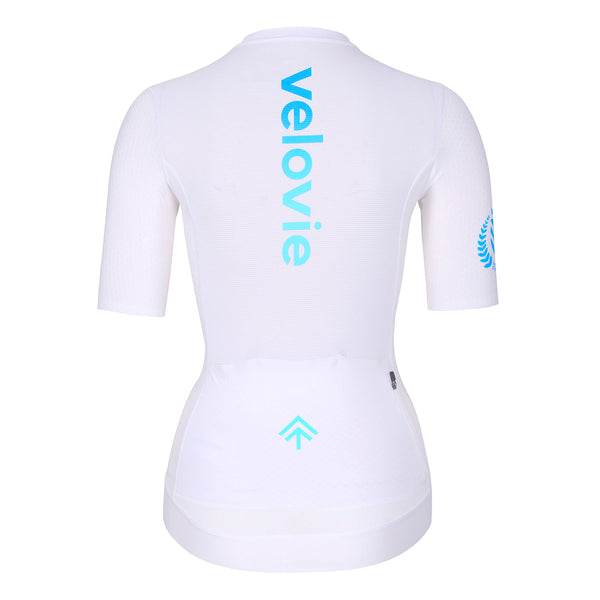 Womens Velovie VCC Aero Jersey in White. Back.