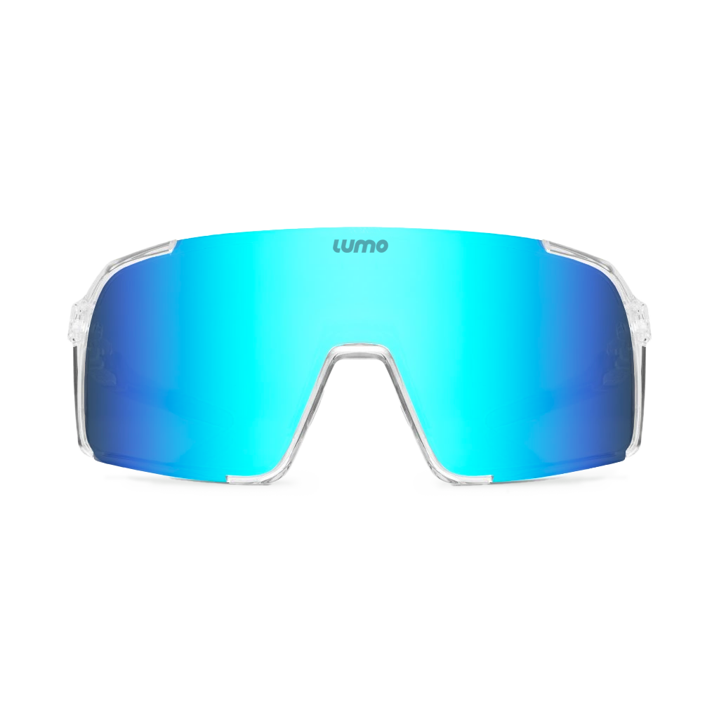 Lumo Halo with transparent frame and turquoise blue lens