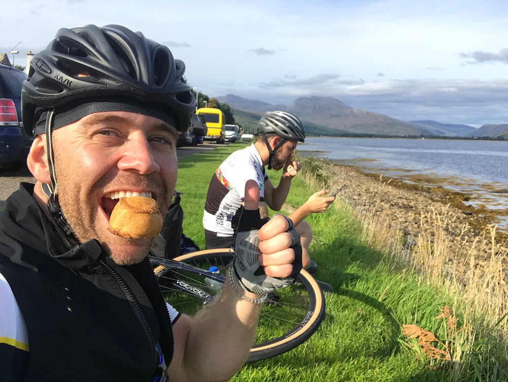 Emergency food stop with friends in Scotland, on the North Coast 500 bike route