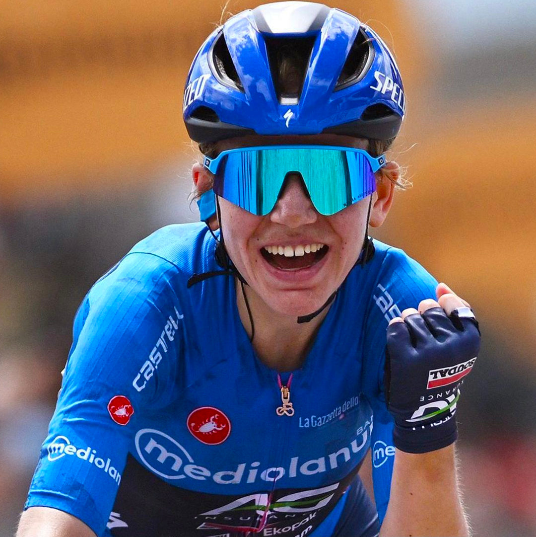 Winning a mountain stage of the Giro d'italia in the blue jersey
