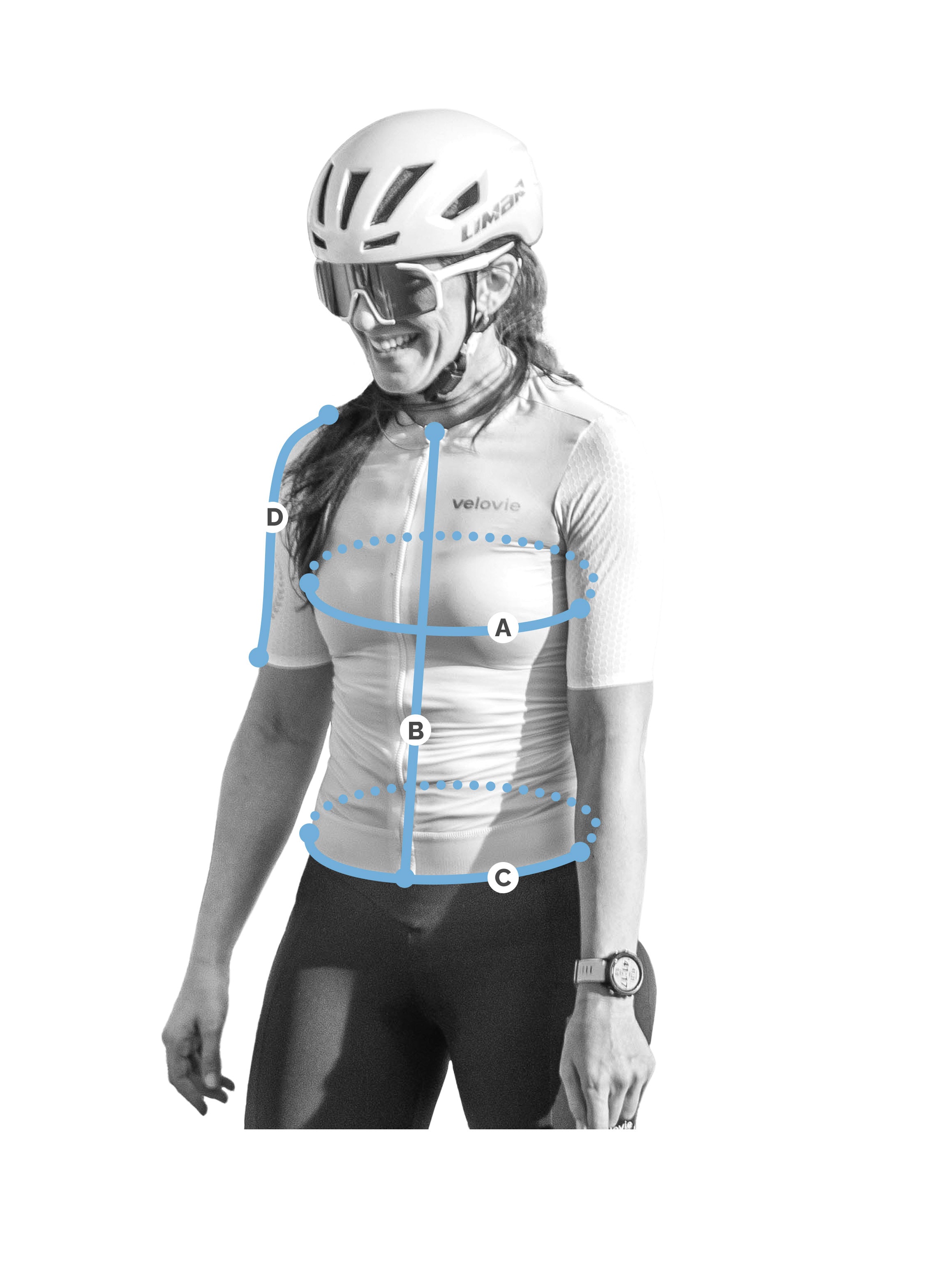 Jersey Size Guide Diagram for Womens Element Pro Jersey in Storm Grey
