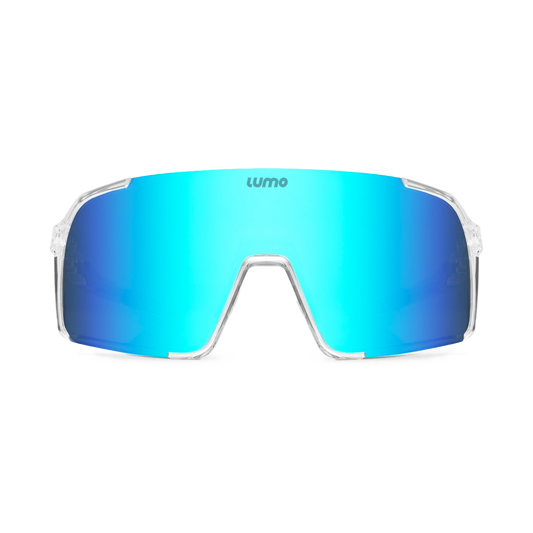 Lumo Halo with transparent frame and turquoise blue lens