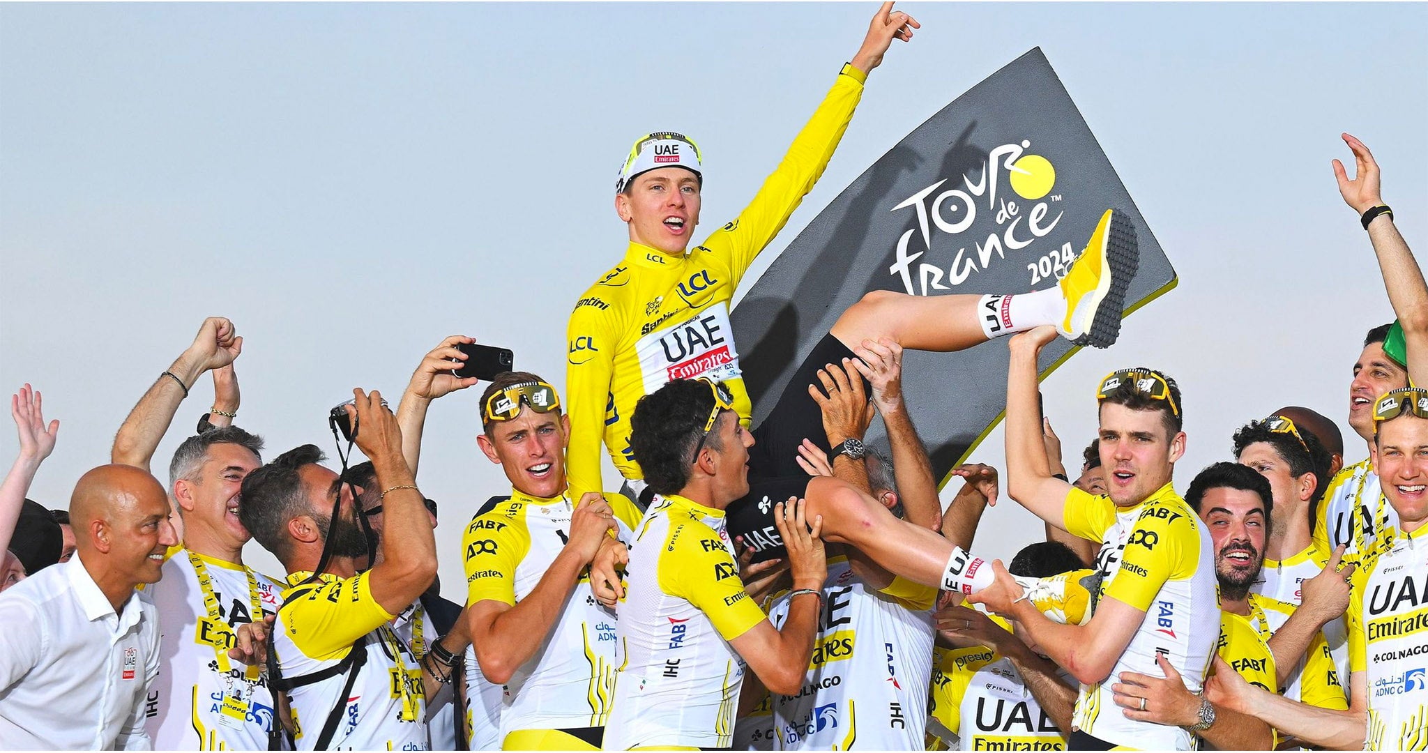 Tadej Pogačar of UAE Team Emirates at the Tour de France in the yellow jersey