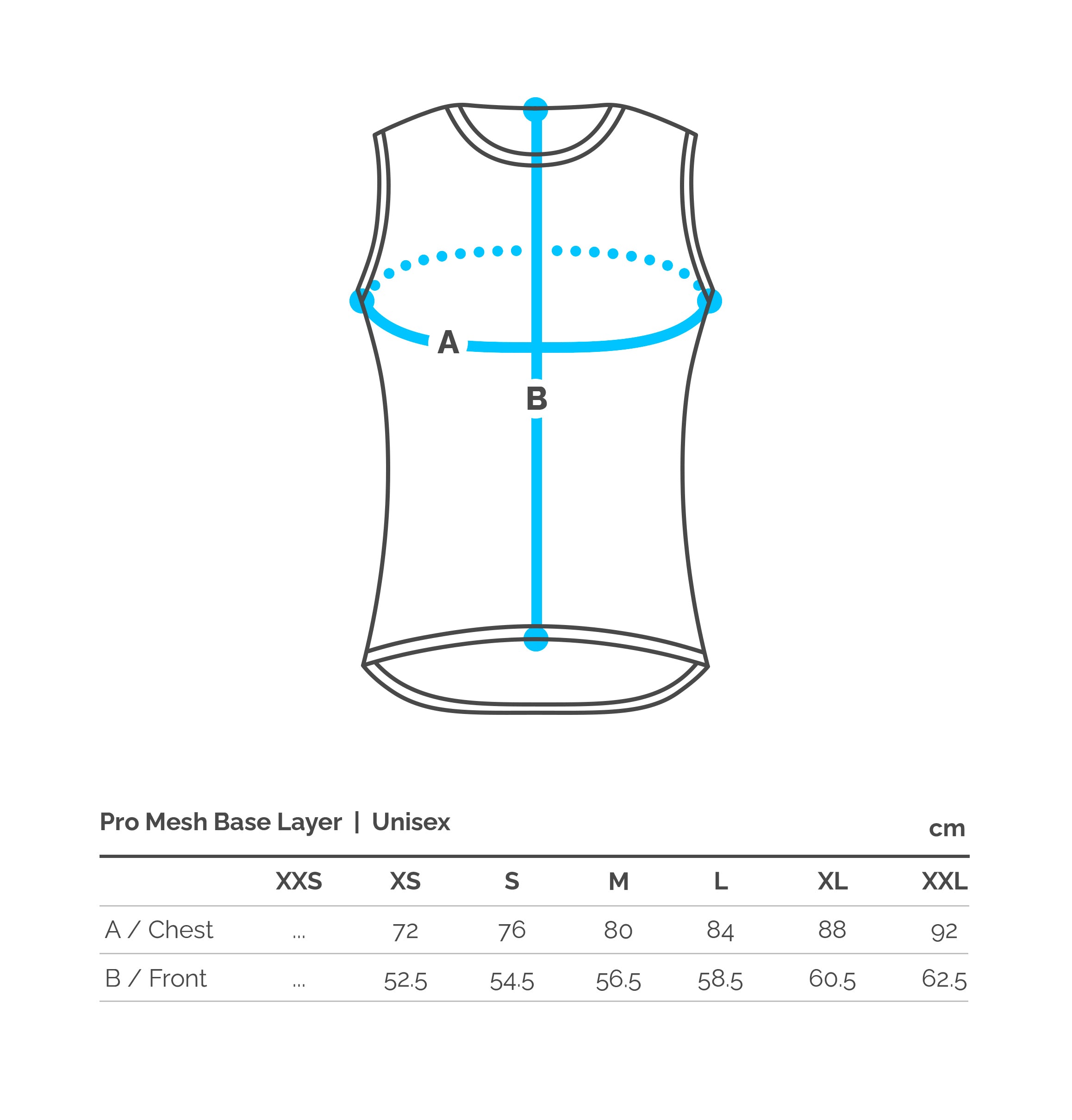 Pro Mesh Base Layer Sizes