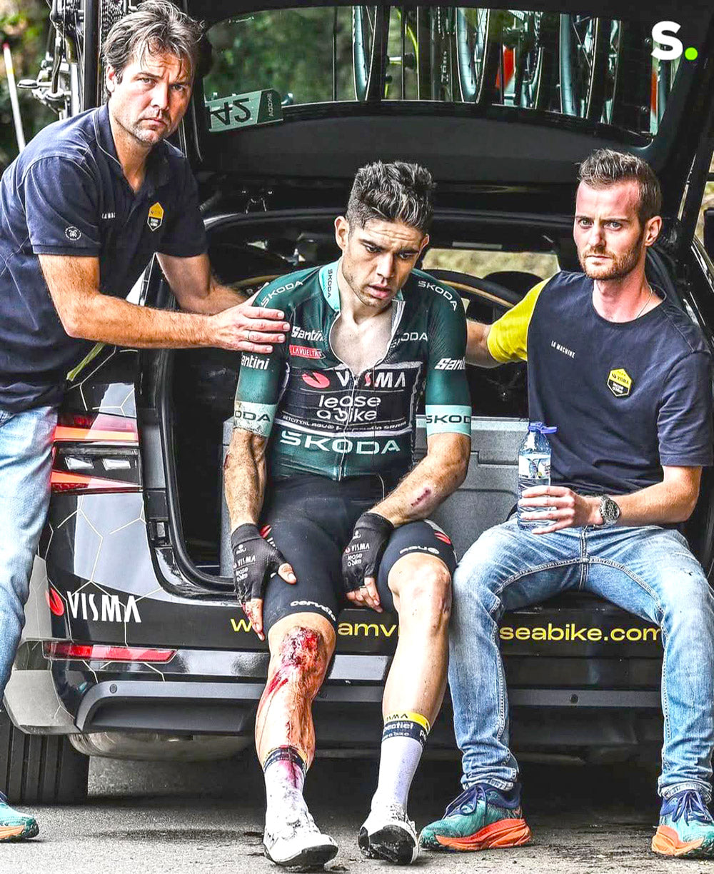 Injured Wout Van Aert in 2024